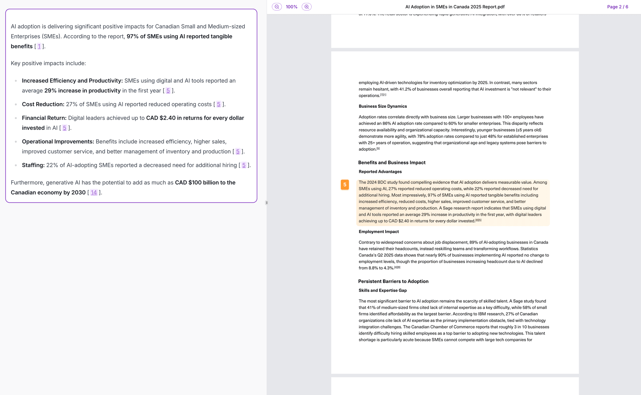 Every answer traced to exact sources with complete traceability