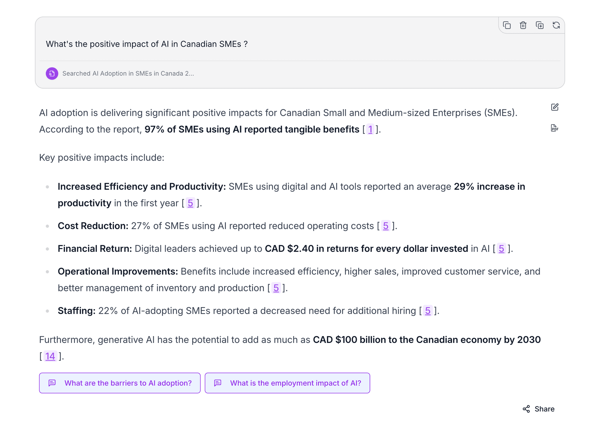 AI search with source-level citations across thousands of pages